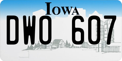 IA license plate DWO607