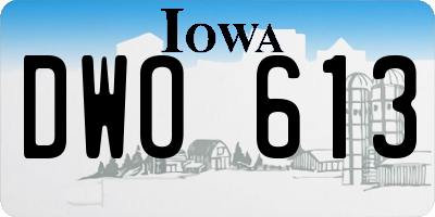 IA license plate DWO613