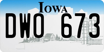 IA license plate DWO673