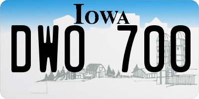 IA license plate DWO700