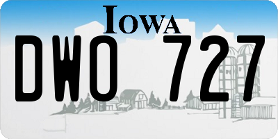 IA license plate DWO727