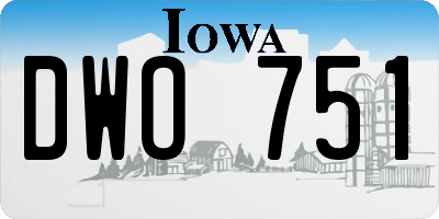 IA license plate DWO751