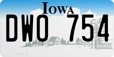 IA license plate DWO754