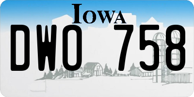 IA license plate DWO758