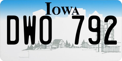 IA license plate DWO792