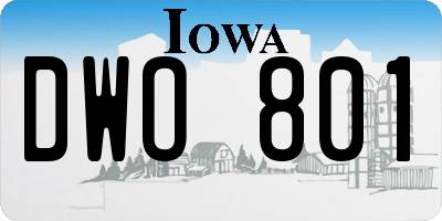 IA license plate DWO801