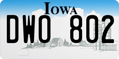 IA license plate DWO802