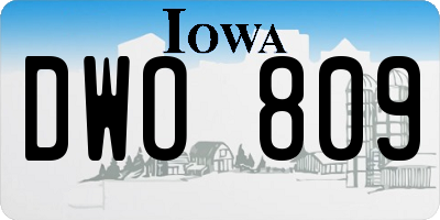 IA license plate DWO809