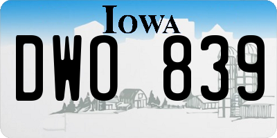 IA license plate DWO839