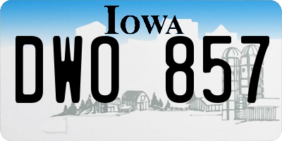 IA license plate DWO857