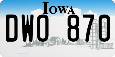 IA license plate DWO870