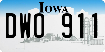 IA license plate DWO911