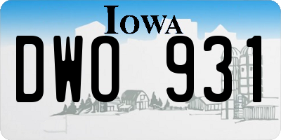 IA license plate DWO931