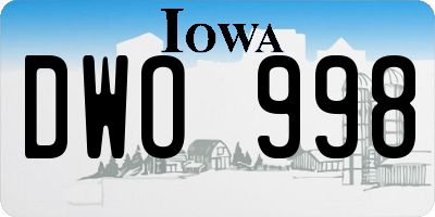 IA license plate DWO998