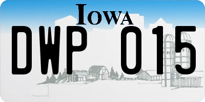 IA license plate DWP015