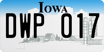 IA license plate DWP017