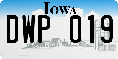 IA license plate DWP019