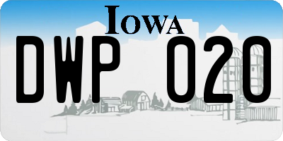 IA license plate DWP020