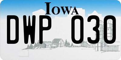 IA license plate DWP030