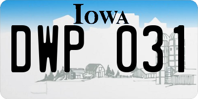 IA license plate DWP031
