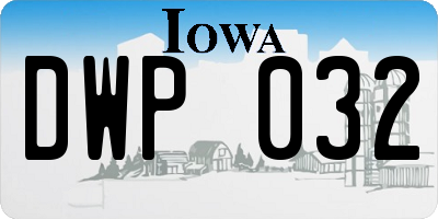 IA license plate DWP032
