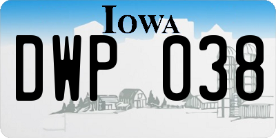IA license plate DWP038