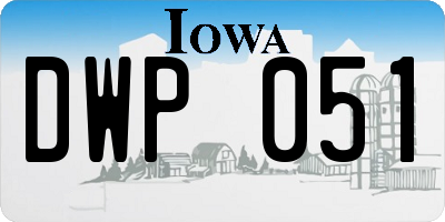 IA license plate DWP051