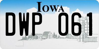 IA license plate DWP061