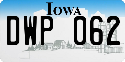 IA license plate DWP062