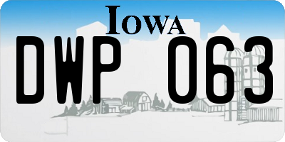 IA license plate DWP063