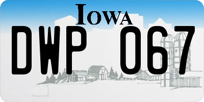IA license plate DWP067