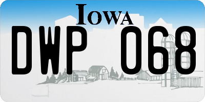 IA license plate DWP068