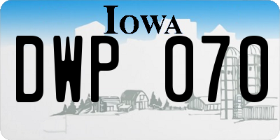 IA license plate DWP070