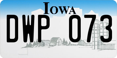 IA license plate DWP073