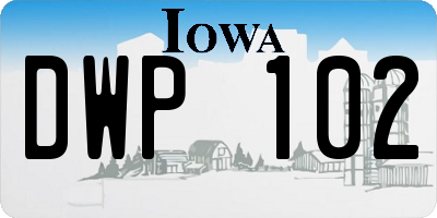 IA license plate DWP102
