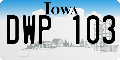 IA license plate DWP103