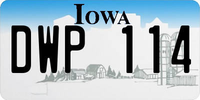 IA license plate DWP114