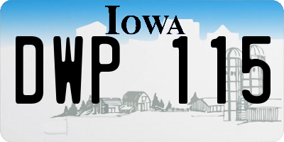 IA license plate DWP115