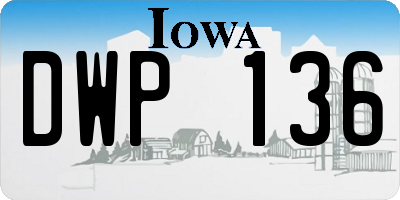 IA license plate DWP136