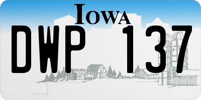 IA license plate DWP137