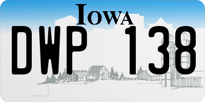 IA license plate DWP138