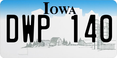 IA license plate DWP140
