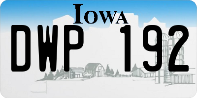 IA license plate DWP192