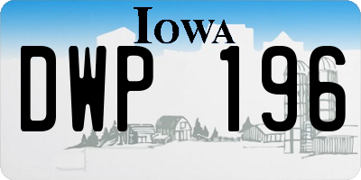 IA license plate DWP196