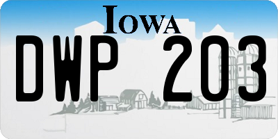 IA license plate DWP203
