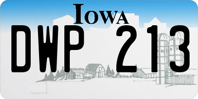 IA license plate DWP213