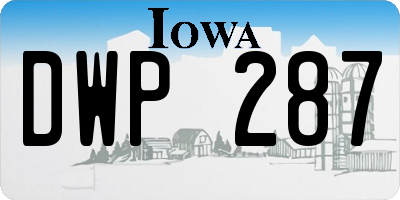 IA license plate DWP287