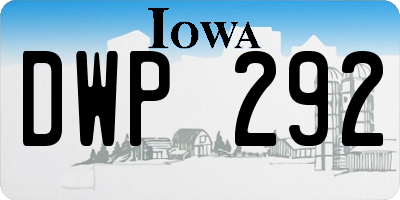 IA license plate DWP292