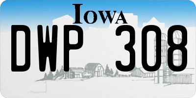 IA license plate DWP308