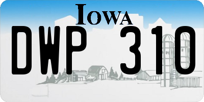 IA license plate DWP310